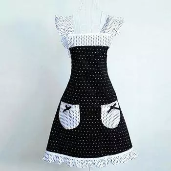 Модный женский кружевной фартук Модный кухонный фартук с защитой от загрязнения и маслостойкий фартук чёрный