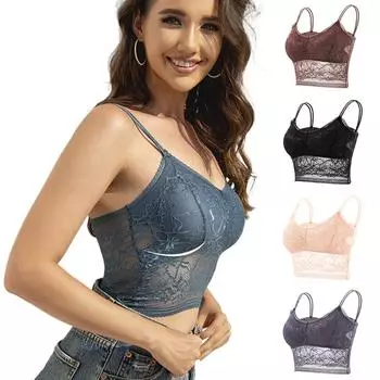 Модный женский кружевной топ без рукавов больших размеров без бюстгальтера на косточках, короткий бюстгальтер для спортзала, нижнее белье для спортзала, кружевной бюстгальтер с цветочным принтом, 5 цветов M бежевый