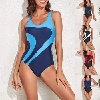 Модный женский купальник с контрастным принтом, купальник для живота, бикини