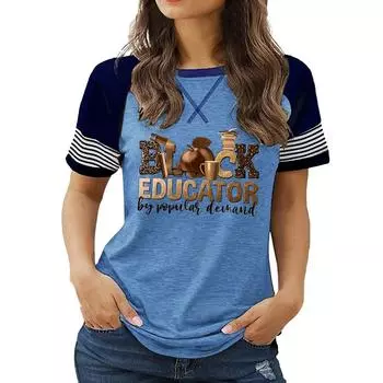 Модный женский летний топ с круглым вырезом, короткими рукавами и набивным рисунком размера плюс S