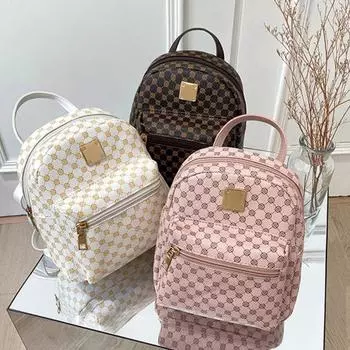 Модный женский мини-рюкзак с принтом из искусственной кожи, повседневная сумка, водонепроницаемый женский рюкзак с защитой от кражи коричневый