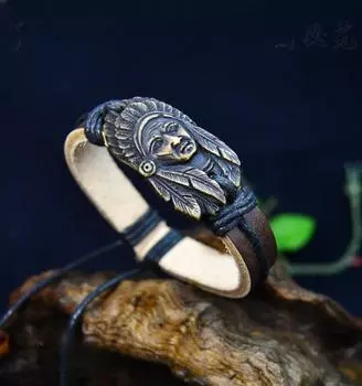 Модный женский/мужской браслет в этническом стиле Индиана, браслет-манжета из натуральной кожи, ювелирные изделия, подарки чёрный