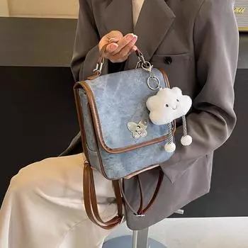 Модный женский небольшой легкий водонепроницаемый рюкзак из полиуретана для отдыха и путешествий темно-коричневого