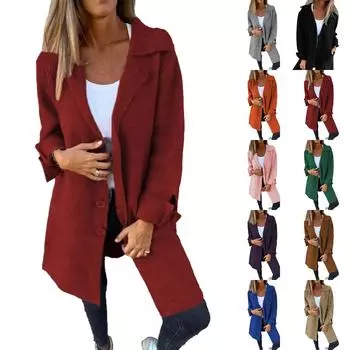 Модный женский однотонный кардиган с завязками на лацканах, однобортный, средней длины, пальто L армия зеленый