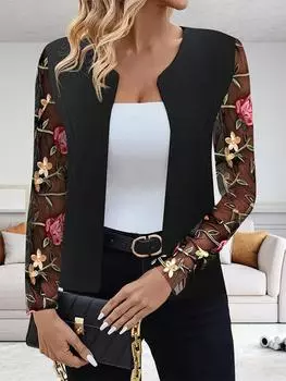 Модный женский однотонный розовый кружевной кардиган с длинными рукавами и пиджаком S белый