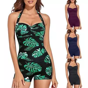 Модный женский однотонный сексуальный спортивный купальник-боксер L чёрный