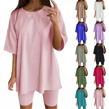 Модный женский однотонный свободный и тонкий спортивный повседневный женский костюм с поясом L чёрный