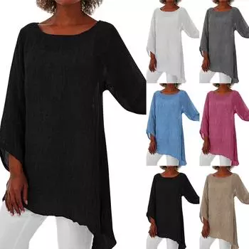 Модный женский однотонный свободный и удобный топ с длинными рукавами нестандартной формы XXXXXL чёрный