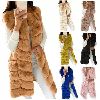 Модный женский осенне-зимний жилет из искусственного жилета без рукавов, теплая куртка, пальто XL розовый