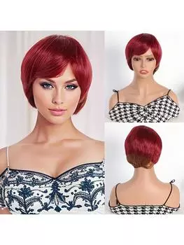 Модный женский парик, красный парик, красный блондин, смешанный синтетический парик из термостойкого волокна, подходит для повседневной носки на вечеринке 8inch