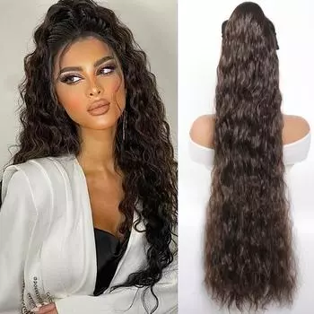 Модный женский парик с завязками на завязках и волнистым хвостом из синтетического волокна, удобный в носке, подходит для всех случаев