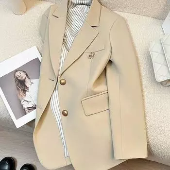 Модный женский пиджак с зазубренными лацканами, облегающий весенне-осенний пиджак, пальто M чёрный