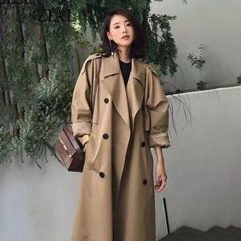 Модный женский плащ, женская ветровка с длинным рукавом, женское трендовое повседневное ветровое пальто S хаки