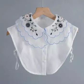 Модный женский поддельный воротник винтажная вышивка лацкан белая рубашка съемный воротник для полурубашки блузка топы декоративные