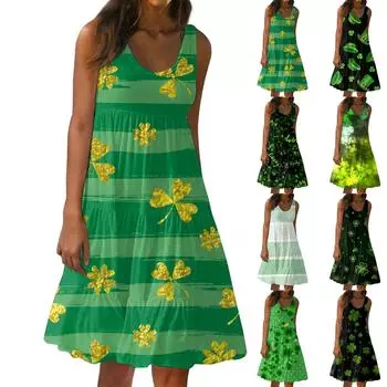 Модный женский повседневный летний сарафан с принтом, свободная пляжная юбка с градиентом, платье S