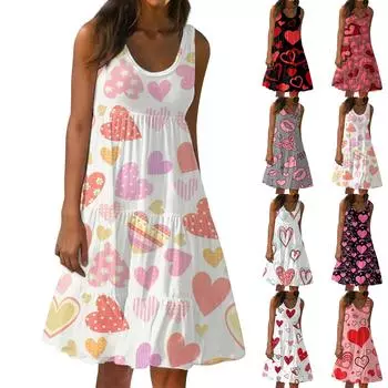 Модный женский повседневный летний сарафан с принтом, свободная пляжная юбка с градиентом, платье S киноварь