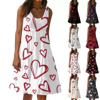 Модный женский повседневный летний сарафан с принтом, свободная пляжная юбка с градиентом, платье XL