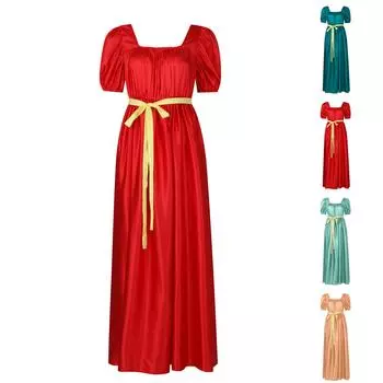 Модный женский повседневный модный принтованный пуловер с коротким рукавом и круглым вырезом платье XL красный