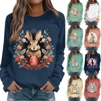 Модный женский повседневный топ с длинным рукавом с круглым вырезом и принтом L бежевый