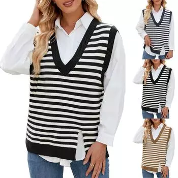 Модный женский повседневный жилет с V-образным вырезом и разрезом XL