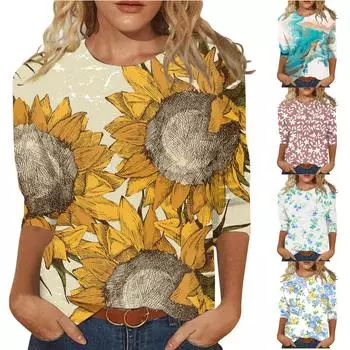 Модный женский принт осенне-зимний повседневный топ с длинным рукавом и круглым вырезом с принтом L бежевый