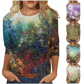 Модный женский принт осенне-зимний повседневный топ с длинным рукавом и круглым вырезом с принтом L бежевый