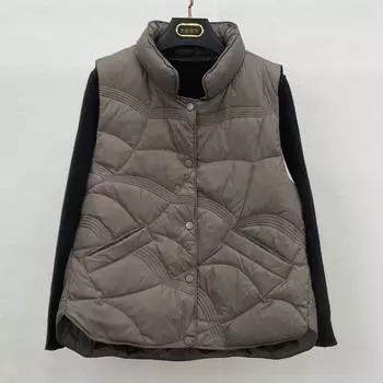 МОДНЫЙ женский пуховый жилет с воротником-стойкой, короткий, однобортный, весна 2024 года, верхняя часть с небольшой легкой курткой, белый пуховый жилет, Одежда S