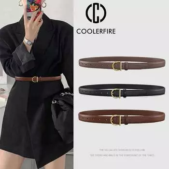 Модный женский ремень из высококачественной натуральной кожи, повседневный универсальный простой женский ремень с пряжкой, джинсовая юбка, брючный ремень LB2249 100cm чёрный