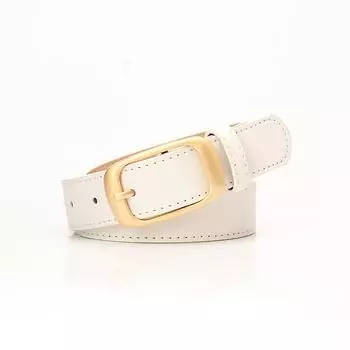 Модный женский ремень, простой стиль, высококачественный ремень с пряжкой, женский декоративный ремень для джинсов белый
