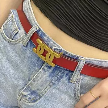 Модный женский ремень, роскошный высококачественный роскошный джинсовый ремень, универсальный однотонный женский ремень из натуральной кожи DT012 100cm белый