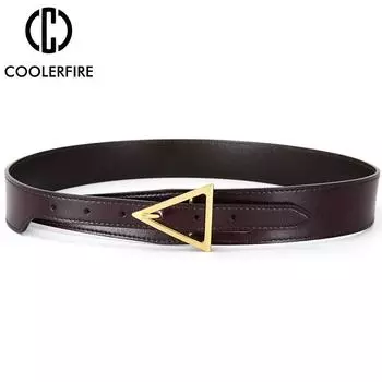 Модный женский ремень с треугольной пряжкой, цветной, из натуральной кожи, брючные ремни, декоративный мягкий ремень для платья, LB2163 95CM белый