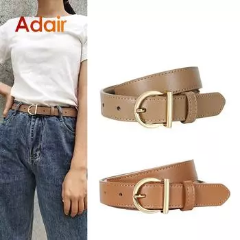 Модный женский ремень с золотой пряжкой, высококачественные ремни для женщин для джинсового платья, однотонный женский черный пояс из искусственной кожи DT005 95CM белый