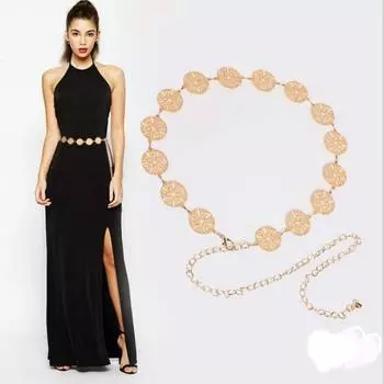 Модный женский ретро ремень с металлической цепочкой, полый круг, украшение, высокая талия, очаровательный круглый пояс, модные аксессуары серебряный