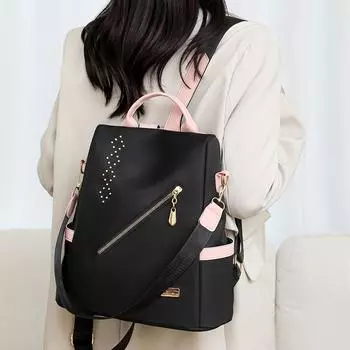 Модный женский рюкзак из нейлома розовый