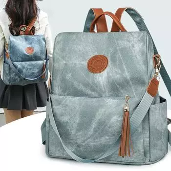 Модный женский рюкзак с кисточками и защитой от краж из искусственной кожи, новая винтажная сумка через плечо, женская сумка большой вместимости для отдыха и путешествий