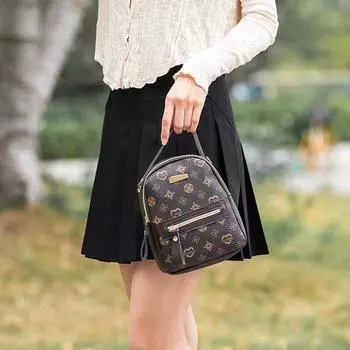 Модный женский рюкзак с принтом, небольшой, водонепроницаемый, двухслойный, большой емкости, сумка на плечо, повседневный, для сотового телефона, кошелек для монет чёрный