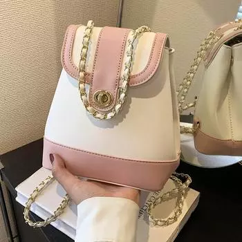 Модный женский рюкзак с вышивкой, новинка 2023 года, корейский стиль, простой японский стиль, небольшой ароматный стиль, универсальный рюкзак с цепочкой