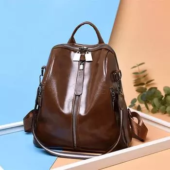 Модный женский рюкзак в стиле ретро, брендовый дизайнерский однотонный рюкзак из искусственной кожи для отдыха и путешествий, большая вместимость, сумки через плечо