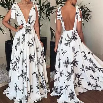 Модный женский сексуальный элегантный вечерний костюм с открытой спиной без рукавов, длинное платье