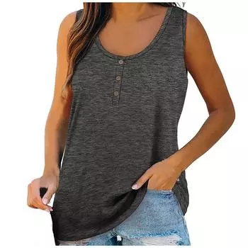 Модный женский сексуальный однотонный топ без рукавов на пуговицах для самостоятельного выращивания