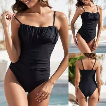 Модный женский сексуальный плотный темпераментный пляжный купальник бикини L чёрный