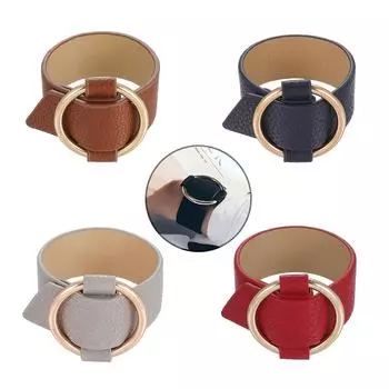 Модный женский широкий браслет в богемном стиле, металлический браслет с большим кругом из искусственной кожи, браслет в стиле панк