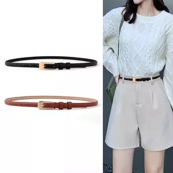 Модный женский тонкий пояс в стиле ретро, простые универсальные аксессуары, декоративный костюм, декоративный D2M9 Black-1pcs