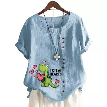 Модный женский топ с круглым вырезом и короткими рукавами, 11 вариантов цвета и стильный цветочный дизайн S белый