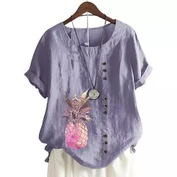 Модный женский топ с круглым вырезом и короткими рукавами, 11 вариантов цвета и стильный цветочный дизайн S белый