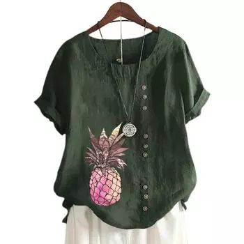 Модный женский топ с круглым вырезом и короткими рукавами, 11 вариантов цвета и стильный цветочный дизайн S белый