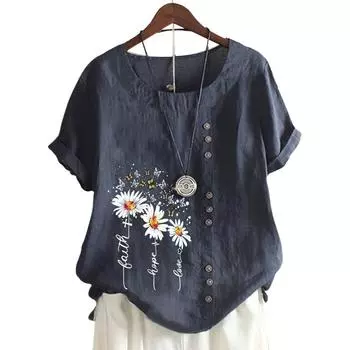 Модный женский топ с круглым вырезом и короткими рукавами, 11 вариантов цвета и шикарный принт S белый