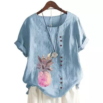 Модный женский топ с круглым вырезом и короткими рукавами, 11 вариантов цвета и стильный цветочный дизайн S белый