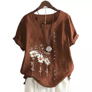 Модный женский топ с круглым вырезом и короткими рукавами, 11 вариантов цвета и шикарный принт S белый