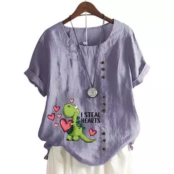 Модный женский топ с круглым вырезом и короткими рукавами, 11 вариантов цвета и стильный цветочный дизайн S белый